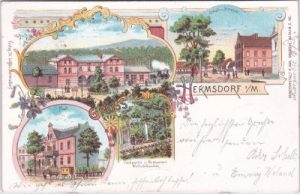 13467 Berlin-Hermsdorf (Reinickendorf), Bahnhof, Farblitho, ca. 1895