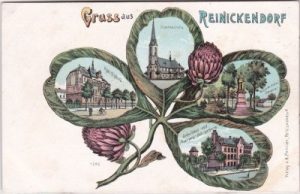 13403 Berlin-Reinickendorf, Kleeblatt-Farblitho, ca. 1900
