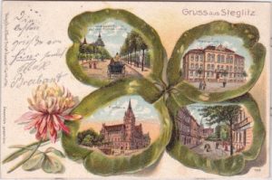 12167 Berlin-Steglitz, Kleeblatt-Farblitho, ca. 1900