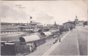 55118 Mainz, Rheinhafen, Dampfschiffe, ca. 1905