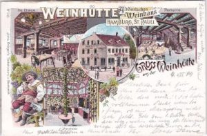 20359 Hamburg-St. Pauli, Weinhütte, Farblitho, ca. 1895