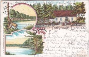 16348 Wandlitz, Forsthaus Liepnitz, Liepnitz-See, Farblitho, ca. 1895