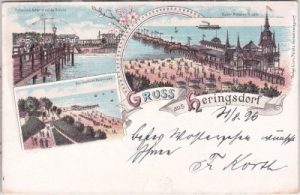 17424 Heringsdorf (Ostseebad), u.a. Damenbad, Farblitho, ca. 1895