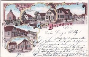 26345 Bockhorn (Friesland), u.a. Gerdes Gasthof, Farblitho, ca. 1895