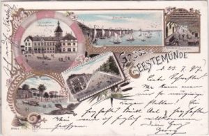 27570 Geestemünde (Bremerhaven), u.a. Hafen, Farblitho, ca. 1895