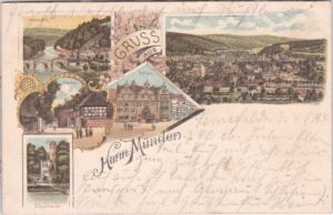 34346 Hann. Münden, u.a. Rathaus, Farblitho, ca. 1900