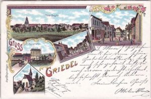 35510 Griedel (Butzbach), u.a. Kunstmühle, Farblitho, ca. 1895