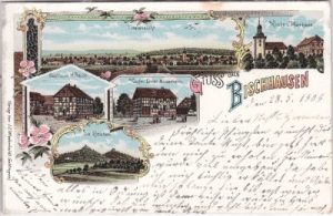 37130 Bischhausen (Gleichen), Gasthaus Rauch, Farblitho, ca. 1900