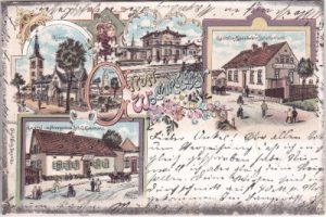 39435 Wolmirsleben, u.a. Bahnhof, Farblitho, ca. 1900