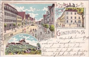 89312 Günzburg, u.a. Englisches Institut, Farblitho, ca. 1895