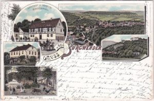 99625 Burgwenden (Kölleda), Gasthof Bindernagel, Farblitho, ca. 1895