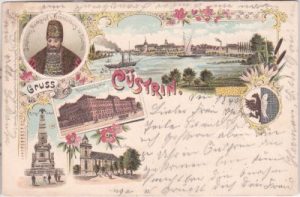 Küstrin (Oder), u.a. Kaserne, Farblitho, ca. 1895