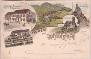 Thannenkirch (Elsaß), u.a. Hotel zum Tännchel, Farblitho, ca. 1895