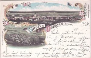 Dobrzan in Böhmen (Dobrany), Landes-Irrenanstalt, Farblitho, ca. 1895