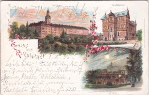 07407 Rudolstadt, u.a. Rudolsbad, Farblitho, ca. 1900