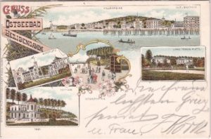 18209 Heiligendamm (Bad Doberan), u.a. Burgplatz, Farblitho, ca. 1895