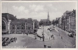 24114 Kiel, Hauptbahnhof, Straßenbahnen, ca. 1935