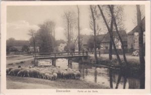 37130 Diemarden, Straßenansicht, Partie an der Garte, ca. 1910