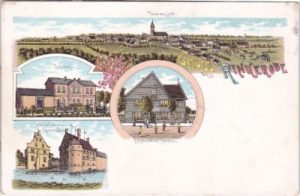 48317 Rinkerode (Drensteinfurt), u.a. Bahnhof, Farblitho, ca. 1895