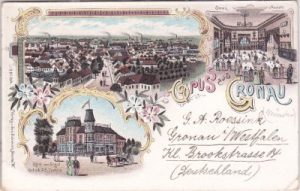 48599 Gronau in Westfalen, u.a. Hotel zum Engel, Farblitho, ca. 1895