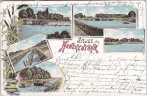 49808 Lingen (Ems), Hanekenfähr, Kanal, Farblitho, ca. 1895