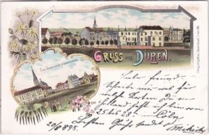 52349 Düren (Rheinland), u.a. Joachimskirche, Farblitho, ca. 1895