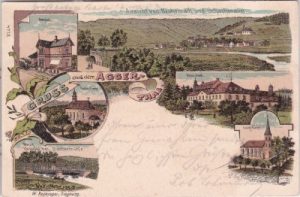 53797 Lohmar, Aggerthal, Neuhonrath, Bahnhof, Farblitho, ca. 1900