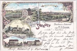 53894 Satzvey (Mechernich), u.a. Bahnhof, Farblitho, ca. 1895