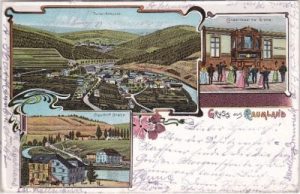 57319 Raumland (Bad Berleburg), Gasthof Grebe, Farblitho, ca. 1900