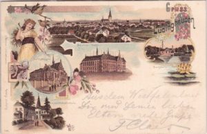 59348 Lüdinghausen, u.a. Marien-Hospital, Farblitho, ca. 1895
