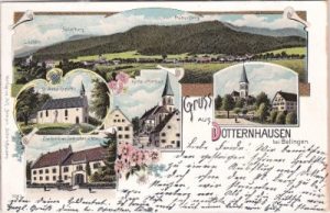 72359 Dotternhausen, u.a. Pfarrhaus, Farblitho, ca. 1900