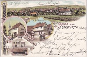 74889 Steinsfurt (Sinsheim), u.a. Reisbrunnen, Farblitho, ca. 1895