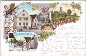 74889 Weiler (Sinsheim), Gasthof zum Löwen, Farblitho, ca. 1900