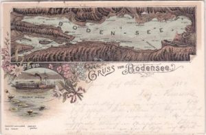78462 Konstanz am Bodensee, “Bodenseeschiffspost“ 1898, Farblitho