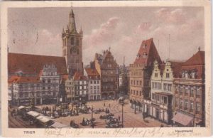 54290 Trier, Hauptmarkt, Marktstände, ca. 1915