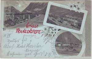 Franzensfeste in Südtirol (Fortezza), Bahnhof, Litho, ca. 1895