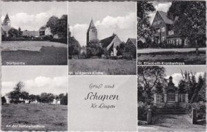 48480 Schapen (Kreis Lingen/Ems), u.a. Handelsschule, ca. 1955