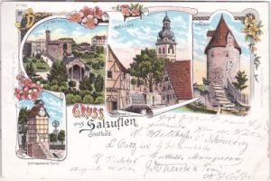 32105 Bad Salzuflen, u.a. Katzenturm, Farblitho, ca. 1895