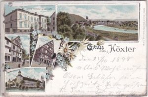 37671 Höxter, u.a. Gymnasium, Farblitho, ca. 1895