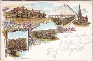 42899 Remscheid, u.a. Müngsten, Farblitho, ca. 1900