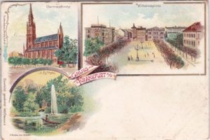 15230 Frankfurt (Oder), u.a. Wilhelmsplatz, Farblitho, ca. 1900