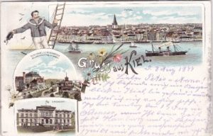 24103 Kiel, u.a. Universität, Farblitho, ca. 1895