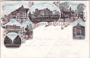 29221 Celle, Kaserne, Gymnasium, Farblitho, ca. 1895