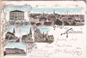 40822 Mettmann, u.a. Rheinischer Hof, Farblitho, ca. 1900