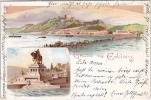 56077 Koblenz am Rhein, u.a. Ehrenbreitstein, Farblitho, ca. 1895