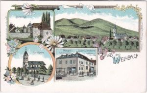 65439 Weilbach (Flörsheim am Main), Metzgerei, Farblitho, ca. 1905