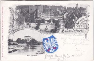 97421 Schweinfurt, Villa Cramer, Wappen, Litho, ca. 1895