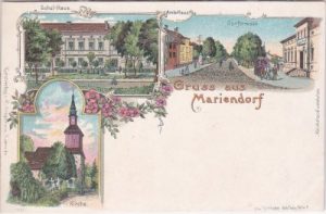 12107 Berlin-Mariendorf, u.a. Dorfstrasse, Farblitho, ca. 1900