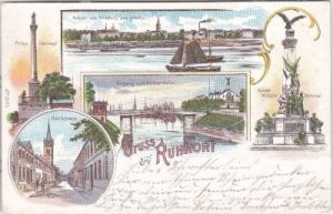 47119 Duisburg-Ruhrort, u.a. Fabrikstrasse, Farblitho, ca. 1900