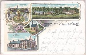63263 Neu-Isenburg, Turnhalle des Turnvereins, Farblitho, ca. 1900